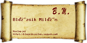 Blázsik Milán névjegykártya