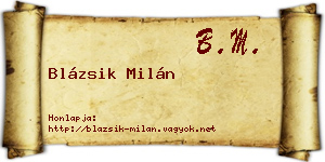 Blázsik Milán névjegykártya