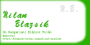 milan blazsik business card